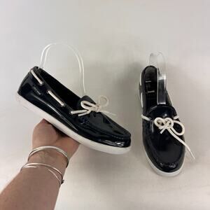 Cole Haan boat shoes women's size 7 dark navy patent leather slip on loafers